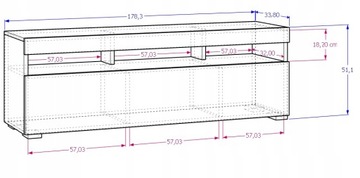 SZAFKA RTV KOMODA STOLIK PLAY CRAFT Czarny LED 180