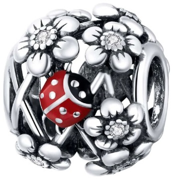 Charms Zawieszka Charms Ażurowy Kwiaty Biedronki Charms Trusky
