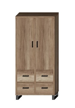 Regał SARA LOFT 2D4SZ 100 nogi metal - dąb canyon