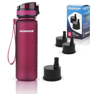 Butelka Aquaphor City 500 ml + 3 wkłady bordowa