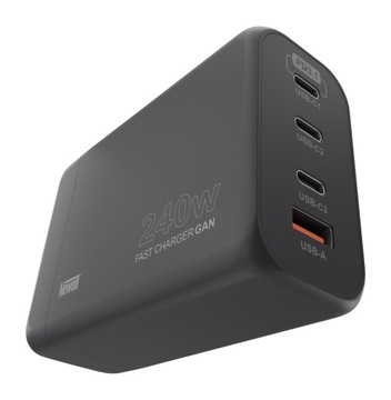 Ładowarka sieciowa Newell GaN 240 W 3 porty USB-C oraz 1 port USB-A