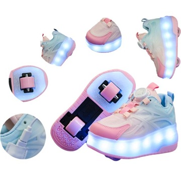 NOWY DZIECIĘCE SWIECACE BUTOROLKI BUTY Z ROLKAMI LED ROLKI WROTKI R.28-37