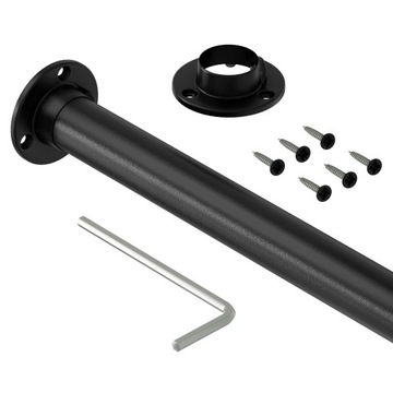 Czarny drążek do szafy fi25 148 cm+2 rozety strukt