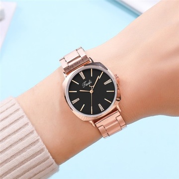 Women Dress Watch Rhinestone Round Dial Stainless Steel