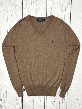 POLO RALPH LAUREN Wełniany Sweterek Męski 100% Merino Wool Logowany r. M