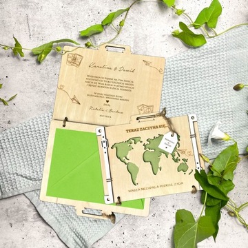 DREWNIANA KARTKA ŚLUBNA WALIZKA NA PIENIĄDZE ŚLUB WESELE PREZENT PAMIĄTKA Z