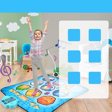 МУЗЫКАЛЬНЫЙ ТАНЦЕВАЛЬНЫЙ КОВРИК ДЛЯ ДЕТЕЙ С ПОДСВЕТКОЙ 4 РЕЖИМА ИГРЫ СВЕТОДИОДНЫХ СВЕТОДИОДОВ