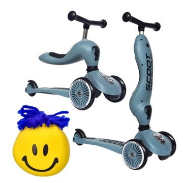 SCOOTANDRIDE Highwaykick 1 2w1 Jeździk i hulajnoga 1-5 lat Steel + GRATIS