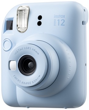 Камера моментальной печати Fujifilm Instax Mini 12, синий корпус, рамка шаколла