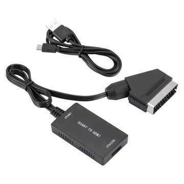 Konwerter z SCART na HDMI obrazu i dźwięku adapter EURO przejściówka kabel