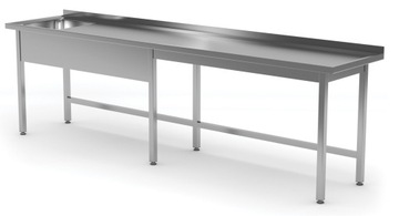 Stół nierdzewny + zlew gastronomiczny 220x60x85 cm