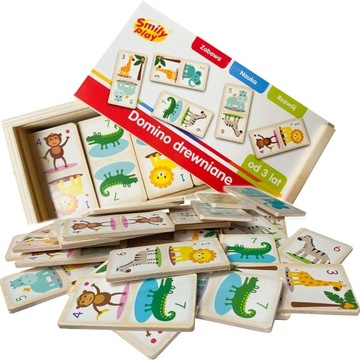 Domino drewniane Smily Play Zwierzątka dla dzieci