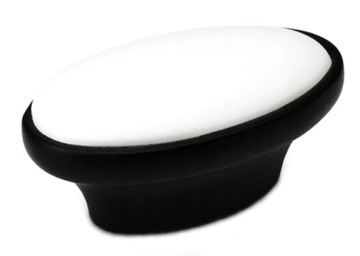 UCHWYT MEBLOWY GAŁKA OWAL CZARNA MATOWA PORCELANA BIAŁA