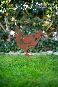 FIGURKA KURA FIGURA OZDOBA METALOWA OGRODOWA RDZA