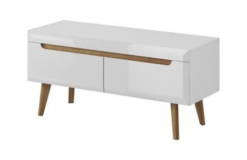 Szafka RTV, komoda pod TV dąb / biały połysk 110cm