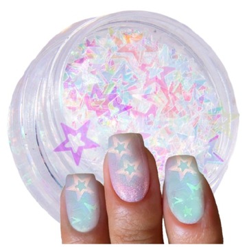 PŁATKI HOLO fluo do zdobień mix stars MAGIC GEM 03