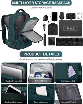 Duży plecak podróżny na laptopa na siłownię