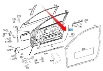 DRŽÁKY TĚSNĚNÍ DVEŘE W203 MERCEDES C COUPE PP