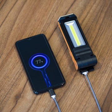 СВЕТОДИОДНАЯ ЛАМПА COB ДЛЯ МАСТЕРСКОЙ, ФАКЕЛ С МАГНИТОМ, АККУМУЛЯТОРНАЯ ЛАМПА, USB-КРЮК