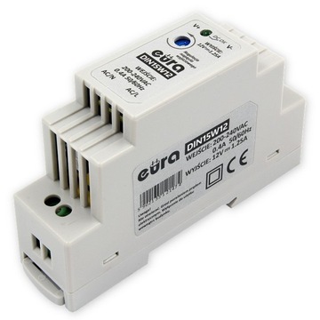 Zasilacz impulsowy 12V DC 15W 1,25A TH-35 EURA DIN15W12