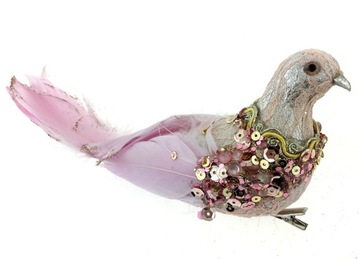 BOMBKI CHOINKOWE ZŁOTE RÓŻOWE DUŻY PTASZEK 22 cm PREMIUM