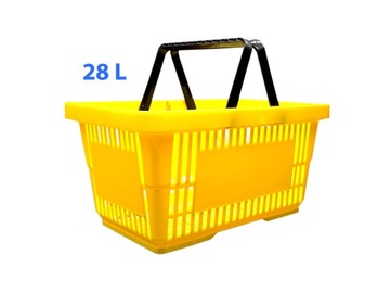 KOSZYK SKLEPOWY 28L KOSZ, KOSZYCZEK ZAKUPOWY magazynowy plastikowy ŻÓŁTY