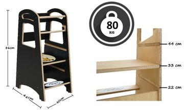 Pomocnik kuchenny Kitchen helper dla dziecka dzieci Tablica 2w1Czarny PL