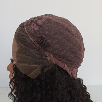 Парик LACE FRONT, черный, афро кудри + шапочка БЕСПЛАТНО