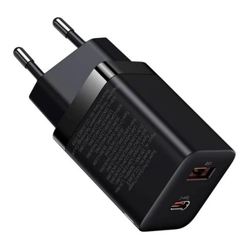BASEUS ładowarka sieciowa USB + Typ C Compact Super Si Pro PD 30W czarna CC