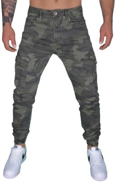 SPODNIE BOJÓWKI MĘSKIE JOGGERY Z KIESZENIAMI