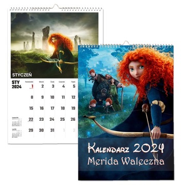 KALENDARZ ŚCIENNY NA ROK 2024 MERDIA WALECZNA WIELOPLANSZOWY A4