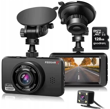 Wideorejestrator Feegar Kamera Samochodowa + 128GB