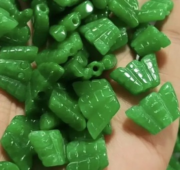 5pc Natural A Green Jade Beads DIY Bracelet Bangle Charm Jadeite Jewellery