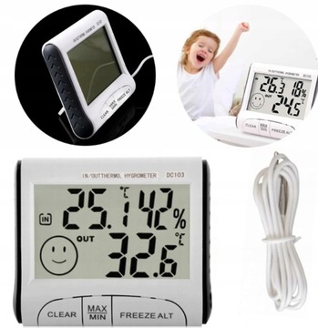 ТЕРМОМЕТР, ГИГРОМЕТР, ИЗМЕРИТЕЛЬ ВЛАЖНОСТИ, ЦИФРОВОЙ 5-в-1