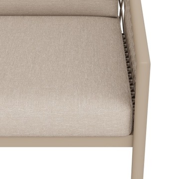 Modern Rope Garden Set w/ Cushions, Patio & Balcony Sofa, Khaki