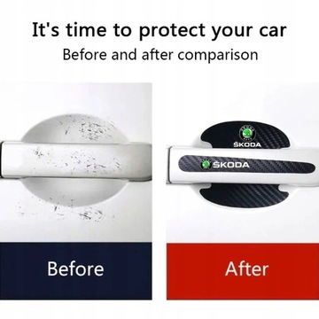 Наклейки на ручки дверей автомобиля Skoda 8 шт.