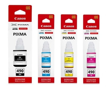 4x tusz org. Canon GI-490 CMYK G3400 G3410 G4400