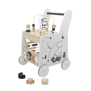 Деревянный ИНТЕРАКТИВНЫЙ толкатель, ходунок, сортировщик, тележка ЛЕС