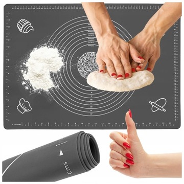 STOLNICA SILIKONOWA MATA KUCHENNA PODKŁADKA DO CIASTA Z MIARKĄ 30X40 CM