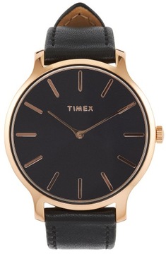 Klasyczny zegarek damski na skórzanym pasku Timex TW2W19800 Rose Gold