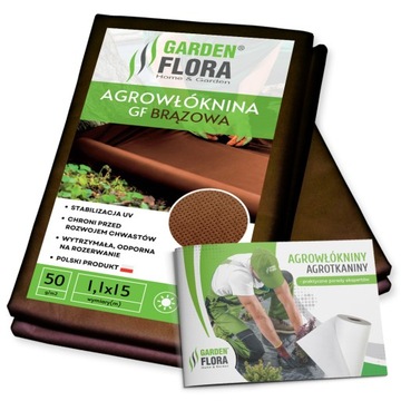 AGROWŁÓKNINA NA CHWASTY GF 1,1x15M BRĄZOWA AGROTKANINA ANTYCHWASTOWA 50G