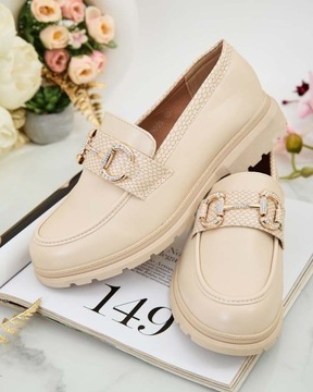 БЕЖЕВЫЕ ЭЛЕГАНТНЫЕ ЖЕНСКИЕ МОКАСИНЫ FOX 38