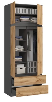 ВЕРХНЯЯ ЧАСТЬ ГАРДЕРОБА, ГРАФИТ МОНИЯ, ДУБ ВОТАН