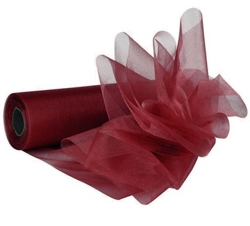 ORGANZA 16cm BORDOWA dekoracja ślub bieżnik wesele ślubne stołów stół tiul
