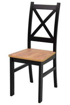 Zestaw 6x krzesła krzyżak drewniane czarne/craft