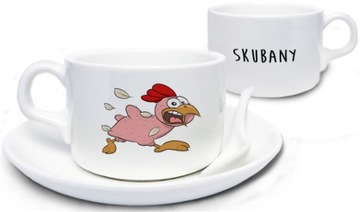 Zabawna filiżanka kurczak skubany chicken prezent