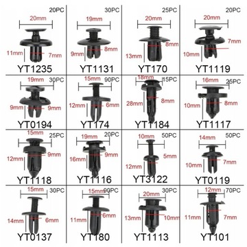 НАБОР автомобильных булавок и зажимов для обивки автомобиля 625 EL + PULLER