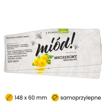 Etykiety / naklejki na miód mniszkowy 100szt.