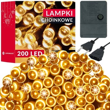LAMPKI CHOINKOWE 200led 15,5m ZEWNĘTRZNE WEWNĘTRZNE CIEPŁY BIAŁY ŚWIĄTECZNE