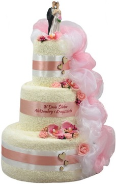 Tort z 4 ręczników PREZENT na Ślub Rocznicę Ślubny